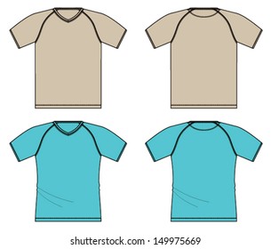 Man's V-neck T-shirt set technical drawing