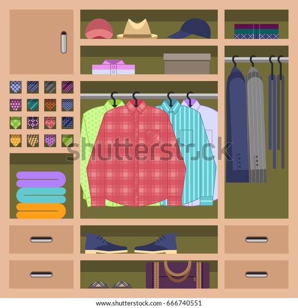 Mans Wardrobe Inside Everyday Mans Clothes Stock Vector (Royalty Free ...