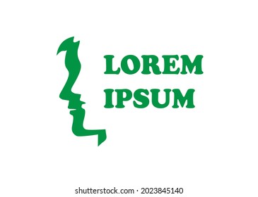 Man`s and woman`s face silhouette. Abstract logo concept for beauty salon, spa, massage, cosmetic shop. Vector logo template.
