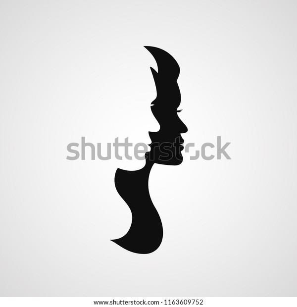 Man`s and woman`s face silhouette. Abstract logo concept, template ...