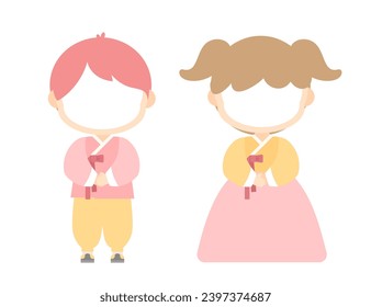 Man's and woman's hanboks with hole for face