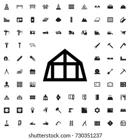Mansard roof icon. set of filled construction icons.