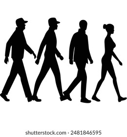 Ilustración vectorial de silueta de marcha de hombre