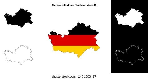 Mansfeld-Sudharz (Sachsen-Anhalt) blank outline map set