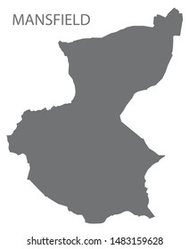 Mansfield grey district map of East Midlands England UK