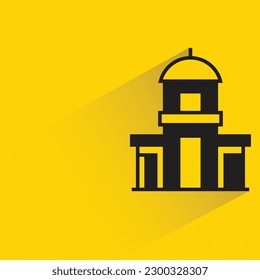 mansion building with shadow on yellow background