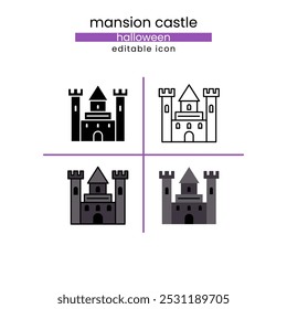 castelo de mansão halloween, horror e ícone assustador