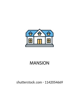 Mansion concept 2 colored line icon. Simple yellow and blue element illustration. Mansion concept outline symbol design from Real Estate set