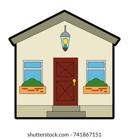 mansion front isolated icon