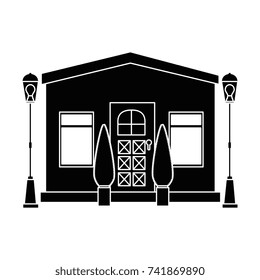 mansion front isolated icon