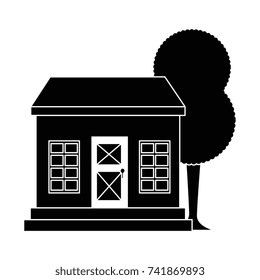 mansion front with tree