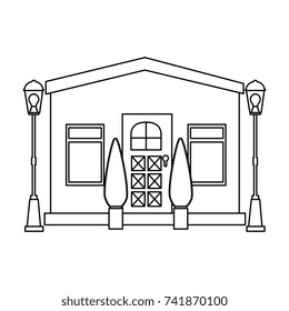mansion front with tree