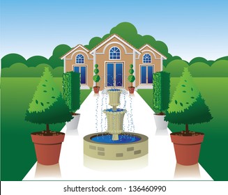 Mansion with grand entrance. EPS 10 vector, grouped for easy editing. No open shapes or paths.