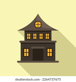 Mansion house icon flat vector. Creepy horror. Scary building