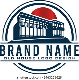 Mansion house, old building vector logo design for download for any business