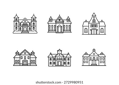 ícone mansion ilustração vetorial de arte de linha