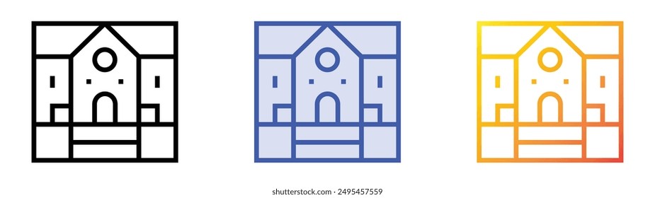 mansion icon. Linear, Blue Fill and Gradient Style Design Isolated On White Background