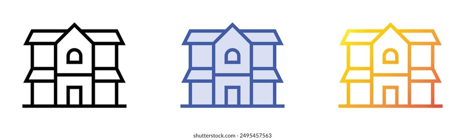 mansion icon. Linear, Blue Fill and Gradient Style Design Isolated On White Background