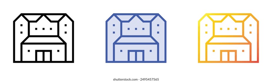 mansion icon. Linear, Blue Fill and Gradient Style Design Isolated On White Background