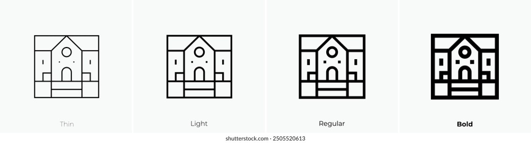 mansion icon. Thin, Light Regular And Bold style design isolated on white background