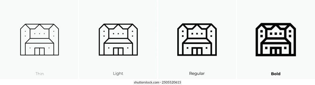 mansion icon. Thin, Light Regular And Bold style design isolated on white background