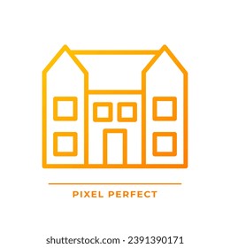 Mansion pixel perfect gradient linear vector icon. Large dwelling house. Luxury real estate. Expensive property. Thin line color symbol. Modern style pictogram. Vector isolated outline drawing