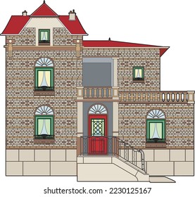 Mansión con puerta roja