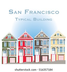 mansion San Francisco Victorian house landscape, USA, colorful similar buildings, harmony, America, street, road, beautiful city, lovely, old house, typical buildings, painted ladies houses