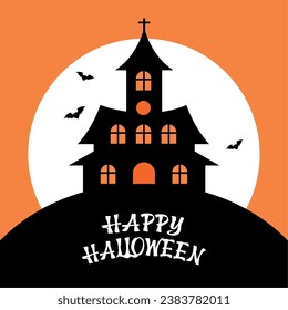 Mansion of terror Happy halloween poster Vector