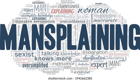 Mansplaining vector illustration word cloud isolated on a white background.