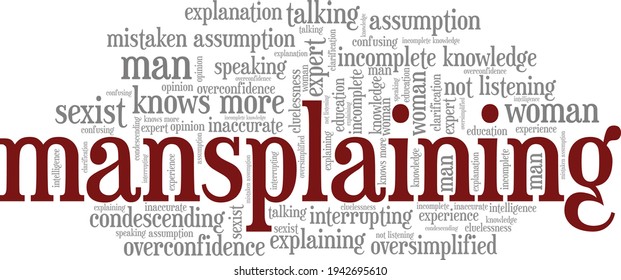 Mansplaining vector illustration word cloud isolated on a white background.