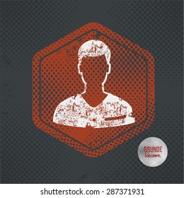 Man,stamp design on old dark background,grunge concept,vector