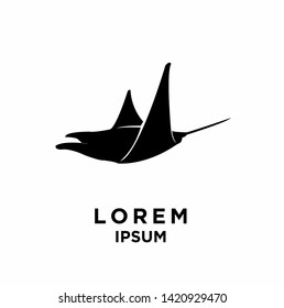 manta fish black silhouette white background isolated logo icon design vector illustration