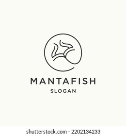 Manta fish logo icon flat design template