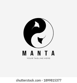 manta fish logo vector illustration design. stingray yin yang symbol