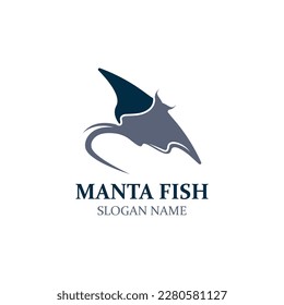 Manta fish or stingray logo design vector vintage illustration skate fish ocean