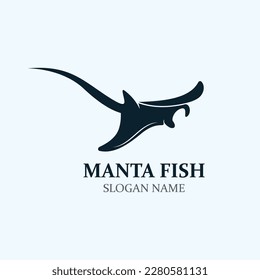 Manta fish or stingray logo design vector vintage illustration skate fish ocean