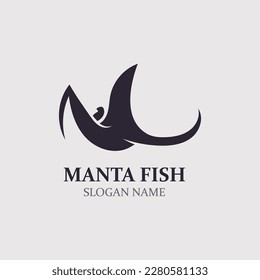 Manta fish or stingray logo design vector vintage illustration skate fish ocean