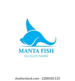 Manta fish or stingray logo design vector vintage illustration skate fish ocean