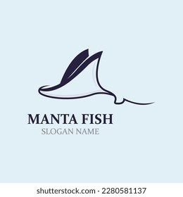 Manta fish or stingray logo design vector vintage illustration skate fish ocean