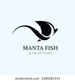 Manta-Fisch oder Stingray-Logo-Design, Vektorgrafik Ozean Ozean Rochen