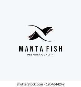 Manta Fish or Stingray Logo Vintage Vector, Design and Illustration of Undersea Wildlife Concept