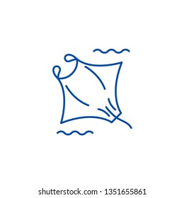 Manta line icon concept. Manta flat  vector symbol, sign, outline illustration.