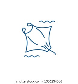 Manta line icon concept. Manta flat  vector symbol, sign, outline illustration.