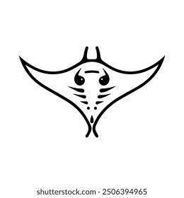 Manta logo or modern line icon. Vector line art and icon design with bold outline. Black and white Pixel Perfect minimalistic symbol isolate white background. Creative logotype