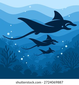 Ilustração do vetor do logotipo Manta azul e branco