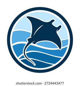 Ilustração do vetor do logotipo Manta azul e branco