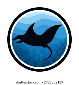 Ilustração do vetor do logotipo Manta azul e branco