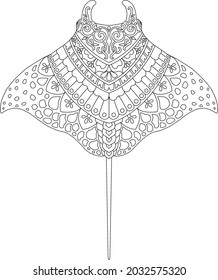 manta mandala design for coloring page print