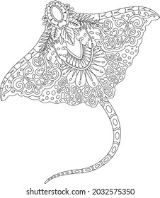 manta mandala design for coloring page print